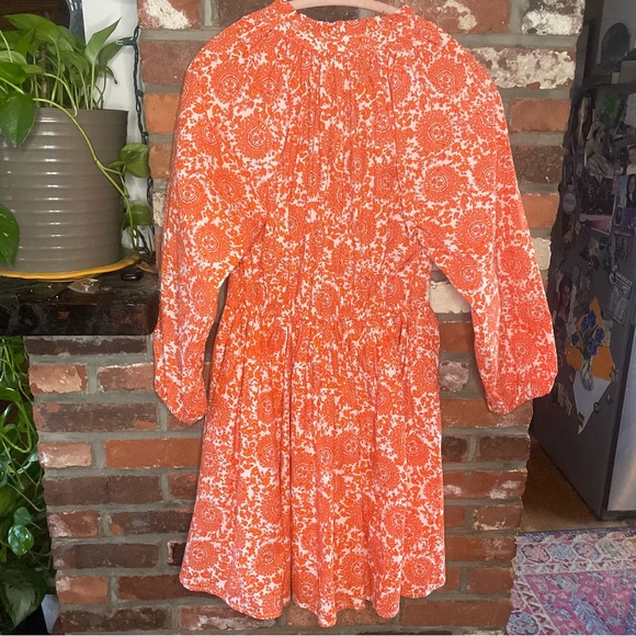 J.CREW RUFFLE Collar Orange Mini Dress, cotton poplin floral boutique. Small - Picture 7 of 10